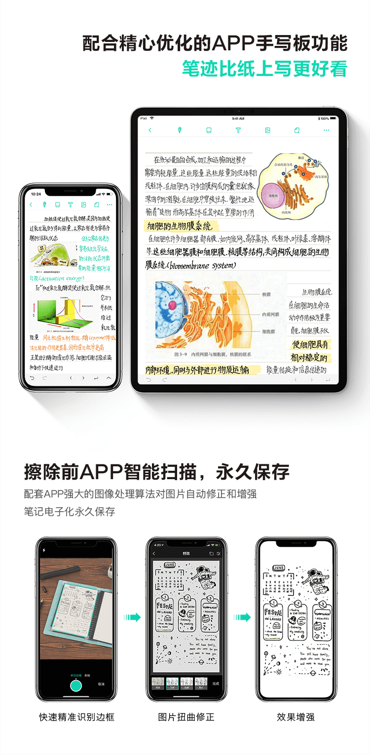 流畅的书写体验，特殊的纸张，保留普通纸的书写体验